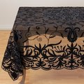 Saro Lifestyle SARO  15 x 72 in. Refined Rustic Square Beaded with Embroidery Sheer Tablecloth - Black AN02.BK84S